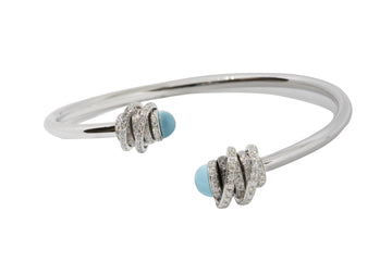 de GRISOGONO Toi & Moi 18-karat White, Turquoise Cabochon and Diamond Cuff - eJewels